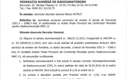 Romania (YO) gets 60m access
